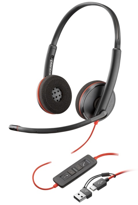 Słuchawki przewodowe HP Poly Blackwire 3220 USB-C USB-A Stereo ANC redukcja szumu 8X228A6 8X228AA foliopak
