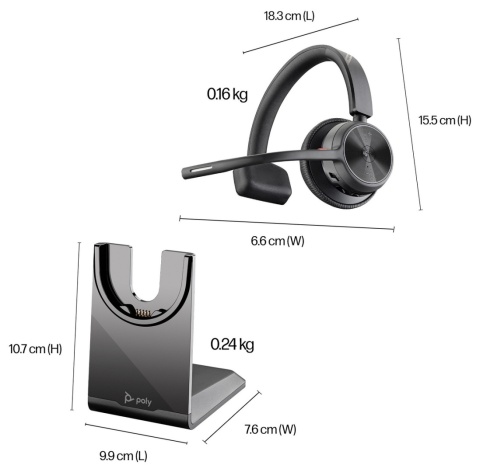 Słuchawki - zestaw słuchawkowy bezprzewodowy HP Poly Voyager 4310 + adapter BT700 + stacja ładująca 77Y96AA